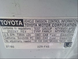 2022 TOYOTA COROLLA, WHITE, HYBRID, 1.8L, AT,  Z25952